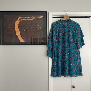 **SOLD** Cute Monki swing floral ruffle smock knee-length dress. Size Small.